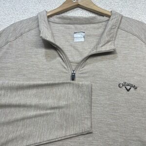Callaway Quarter Zip Mens 4X Tan Heather‎ Pullover Golf Long Sleeve Logo 1026